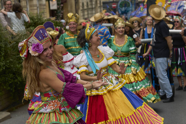 Bath England United Kingdom July 2024 Dancers Ornate Costumes Performing Stock Photo