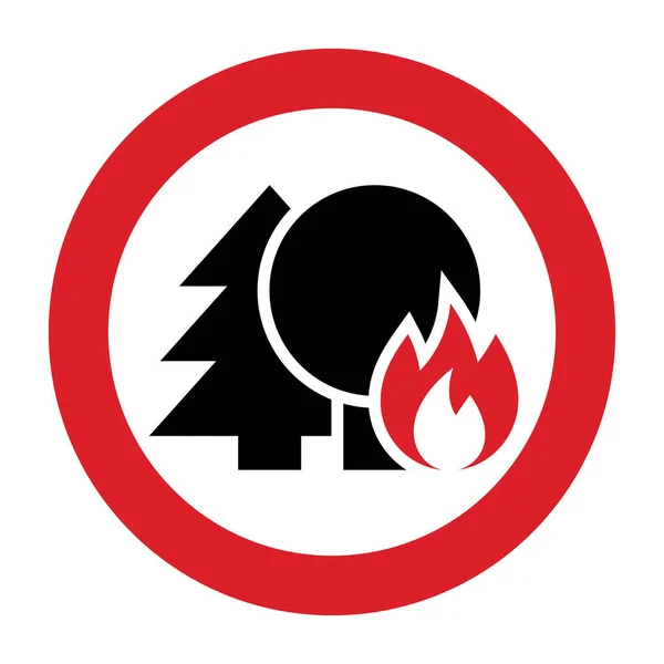 白色背景下孤立的森林火灾警告标志 — 图库矢量图片