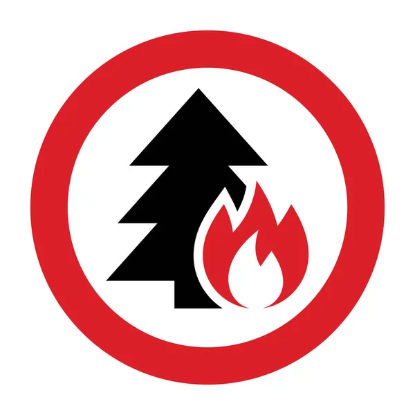 Forest Fire Warning Sign Isolated White Backgroun — Stock Vector