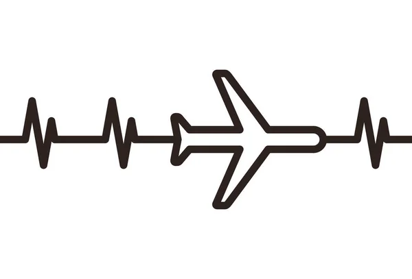 飞机心跳 旅行情人的象征被白色背景隔离 — 图库矢量图片