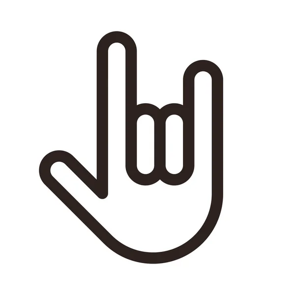 Rock Roll Znak Strony Znak Gestu Koncertu Rockowego Wektor Płaska — Wektor stockowy