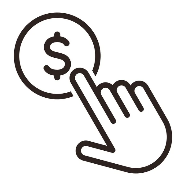 Dólar Com Mão Pay Click Icon Concept Pay Symbol Isolado — Vetor de Stock
