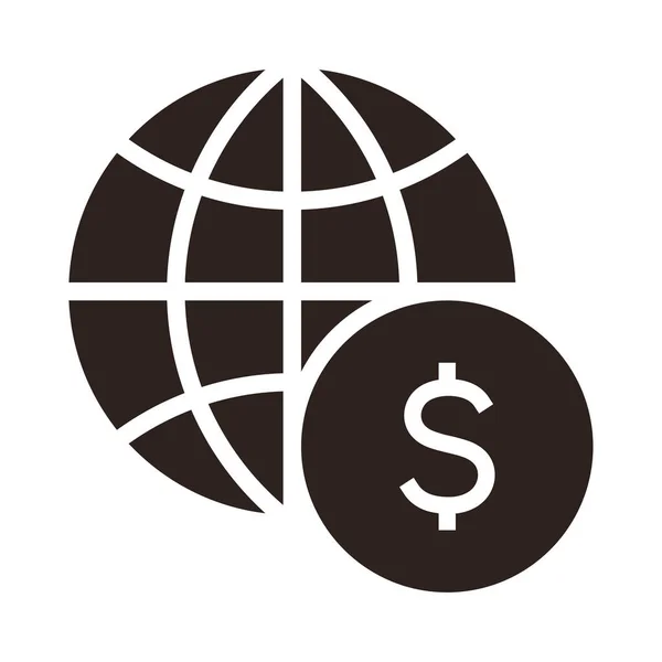 Global Weltweit Dollarzeichen Global Business Ikone Isoliert Auf Breitem Hintergrund — Stockvektor