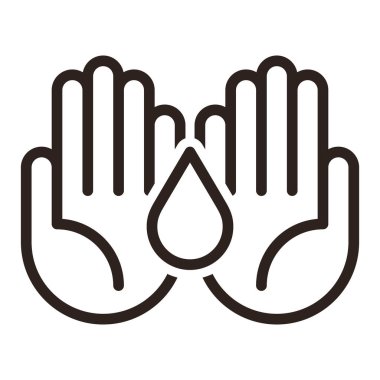 Nemlendirici yağ çizgisi simgesi. Cilt bakımı işareti. El yıkama sembolü. Doğrusal stil yıkama elleri simgesi. 