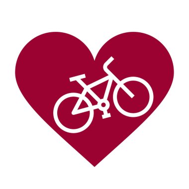 Bisiklet aşkı. Bisiklet kalbi beyaz arkaplanda izole edildi
