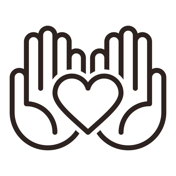 Manos Sosteniendo Corazón Símbolo Cuidado Amor Caridad Aislada Sobre Fondo Vector de stock