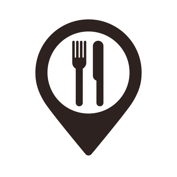 Restoran Haritası Iğnesi Restoran Lobi Şifresi Beyaz Arkaplanda Izole Edilmiş Stok Vektör