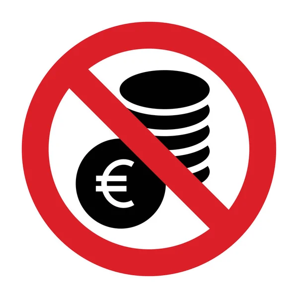 Brak Gotówki Brak Symbolu Euro Znak Zakazu Izolowany Białym Tle Ilustracje Stockowe bez tantiem