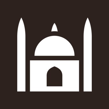 Cami simgesi. Koyu arkaplanda İslam sembolü.