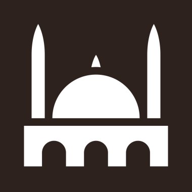 Cami simgesi. Koyu arkaplanda İslam sembolü.