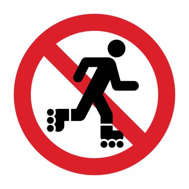 Paten tabelası yok. Patinaj tabelası yok. Yasak Yuvarlanma Alanı. Yasak Paten Piktogramı. Yasak paten beyaz arkaplanda izole edildi