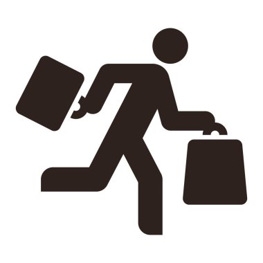 Alımlarla koşan bir adam. Alışveriş, aktif alışveriş ve harcamalar beyaz grupta izole edilmiş.