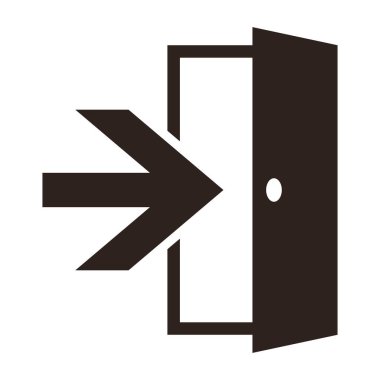 Çıkış levhası. Çıkış yolu simgesi. Acil çıkış. Kapı aralığı sembolü. Kaçış yardım tahliye simgesi 