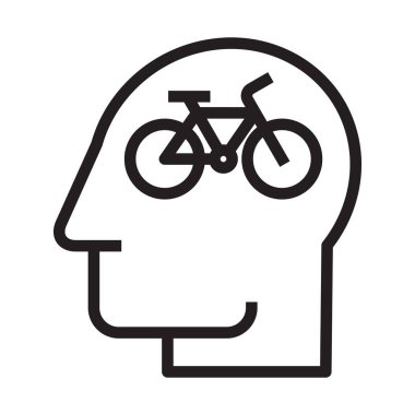 Head with bike sign. Concept of biking and urban sport isolated on white background clipart