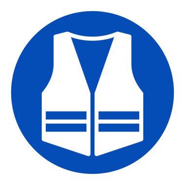 Güvenlik yeleği, güvenlik ve işçi üniforması, iş giysisi ikonu. Bu bölgede yüksek görüş açısına sahip kıyafetler giyilmeli..