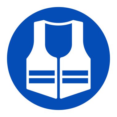 Güvenlik yeleği, güvenlik ve işçi üniforması, iş giysisi ikonu. Bu bölgede yüksek görüş açısına sahip kıyafetler giyilmeli..