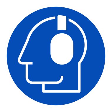 Güvenlik işitme koruma ikonu. Korunma kulaklıkları zorunlu. Bu bölgede işitme koruması gerekiyor.