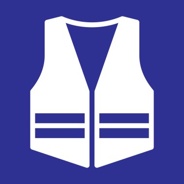 Güvenlik yeleği, güvenlik ve işçi üniforması, iş giysisi ikonu. Bu bölgede yüksek görüş açısına sahip kıyafetler giyilmeli..