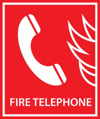 Yangın telefonu, acil durum telefonu sembolü, yangın eylem sembolü, koruma kavramı.
