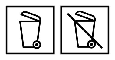 Çöp tenekesi ve çöp kutusuna işaret koyma. Wheelie çöp kutusu ve çöp simgesi atma. 