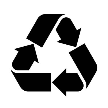 Geri dönüşüm işareti. Atık geri dönüşüm sembolü, ambalaj etiketleri, geri dönüşümün bilgi işareti, yeşil döngü sembolü. Geri dönüşüm ve döndürme ok simgesi paketi. 
