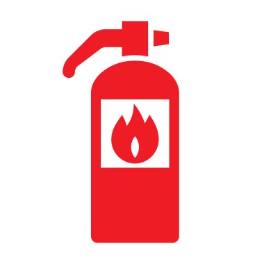 Yangın söndürücü işareti, yangın söndürücü etiketi, yangın eylem sembolü, koruma kavramı.