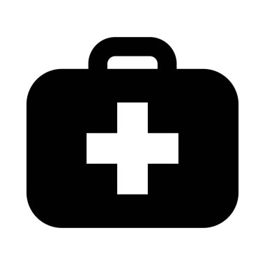 İlk yardım çantası simgesi. İlk yardım çantası işareti. Tıbbi acil durum malzemeleri. Paramediklerin sembolü.