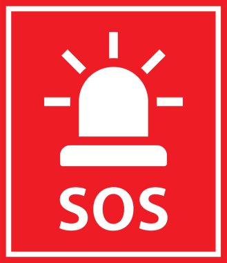 Bu simge acil alarm düğmesi. Kırmızı acil durum ışıkları siren işareti. Acil durum sireni. Güvenlik polisi ışık sinyaline dikkat et.