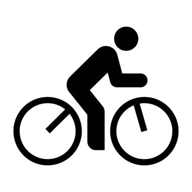 Bisikletçi ikonu. Bisiklet sembolü. Bisiklet yolu, bisiklet yolu, beyaz arka planda izole edilmiş bisiklet yolu tabelası.