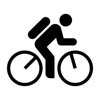 Bisikletçi ikonu. Bisiklet sembolü. Bisiklet yolu, bisiklet yolu, beyaz arka planda izole edilmiş bisiklet yolu tabelası.