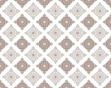 Soyut dikişsiz Tayland deseni, tasarım için kahverengi ve beyaz modern şekil, porselen, çinçin, seramik, fayans, tavan tasarımı, doku, duvar, kağıt ve kumaş, vektör çizimi
