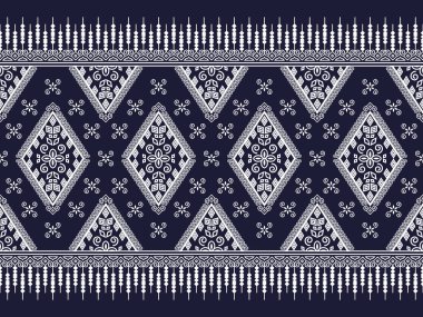 Geometrik etnik kalıp geleneksel arka plan, halı, duvar kağıdı, giysi, ambalaj, Batik, kumaş, sarong, Vektör illüstrasyon nakış tarzı.