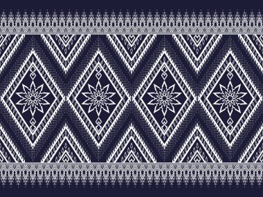 Geometrik etnik kalıp geleneksel arka plan, halı, duvar kağıdı, giysi, ambalaj, Batik, kumaş, sarong, Vektör illüstrasyon nakış tarzı.