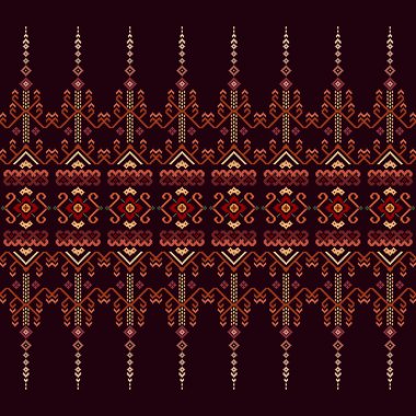 Çapraz dikiş. Geometrik etnik kalıplar. Giysi, Kumaş, Batik, Saree, Patola, Sari, Dupatta, Vyshyvanka, Rushnyk, Dupatta, Örgü, Nakış, Ikkat, Pixel desenli. Geleneksel Tasarım.