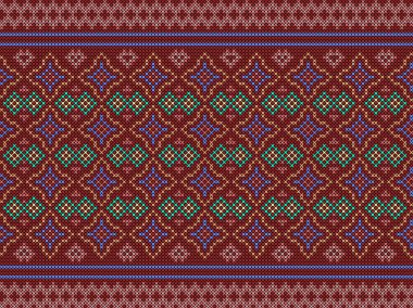 Renkli, dikişsiz örgü deseni. Capet, ambalaj, giysi, örgü, Ikkat, ikat, kumaş için tasarım.