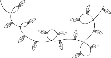 Beyaz arka planda Noel teli ışıkları. Sembol değiştirilebilir vuruş.