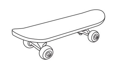 Beyaz arka planda kaykay sembolü. Düzenlenebilir vuruş vektörü illüstrasyonu EPS 10.