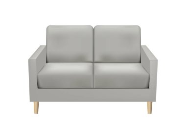 Beyaz arka planda modern gerçekçi gri kanepe. İç tasarım gevşeme kavramları için ev, ofis, güzellik salonu, web pankartı ve benzeri 3D.