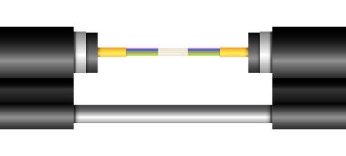 Beyaz arka planda gerçekçi optik fiber kablo. Vektör illüstrasyonu EPS 10.