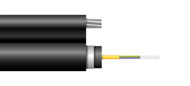 Beyaz arka planda gerçekçi optik fiber kablo. Vektör illüstrasyonu EPS 10.