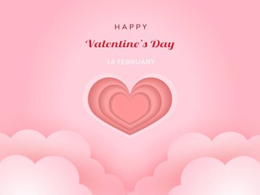 Güzel kağıt pembe kalp şeklinde pembe bulutları kesiyor. Pembe arka plan 33D sahne tasarımında. Sevgililer Günü ve Anneler Günü için uygun. Sevgililer Günü posteri veya kuponun kutlu olsun. Kağıt kesim biçimi.