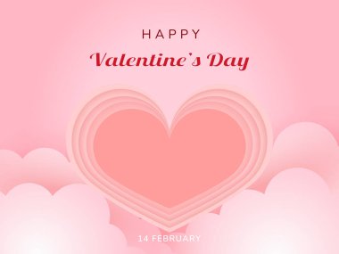 Güzel kağıt pembe kalp şeklinde pembe bulutları kesiyor. Pembe arka plan 33D sahne tasarımında. Sevgililer Günü ve Anneler Günü için uygun. Sevgililer Günü posteri ya da kupon. Kağıt kesim biçimi.