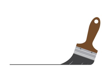 Çizgi film fırçası ya da fırça darbesiyle boya fırçası. boya fırçası renk simgesi. Renkli gri boya fırçası logosu. Marangozluk aletleri.