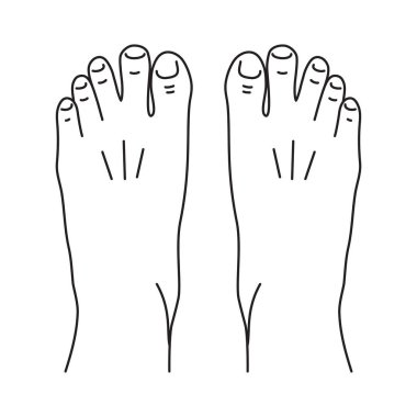 Beyaz arka planda iki çıplak insan ayağı, düzenlenebilir felç. Üst Manzara. Ayak bacakları. Vektör düz çizim simgesi çizimi izole edildi.