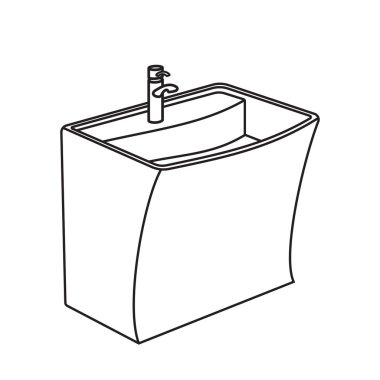 Yıkanabilir felç. Beyaz arkaplanda vektör çizgisi simgesi izole edildi. Havza sembolü illüstrasyon EPS 10.