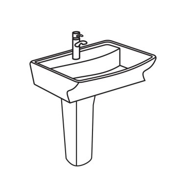 Yıkanabilir felç. Beyaz arkaplanda vektör çizgisi simgesi izole edildi. Havza sembolü illüstrasyon EPS 10.
