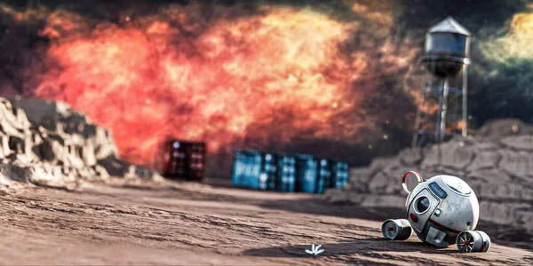 Космічна Капсула Каньйоні Пустелі Ілюстрація — стокове фото