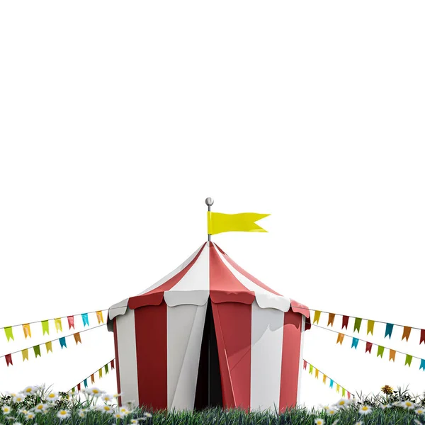 白地に隔離されたサーカステント3Dイラスト — ストック写真