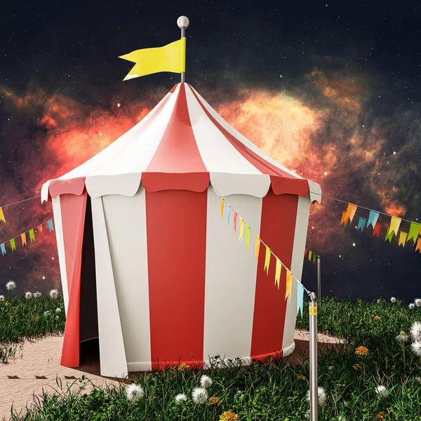 Circus Tent Groen Gras Illustratie — Stockfoto