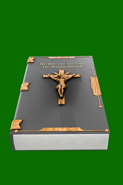 Exorcismus Kniha Izolované Zeleném Pozadí Ilustrace — Stock fotografie
